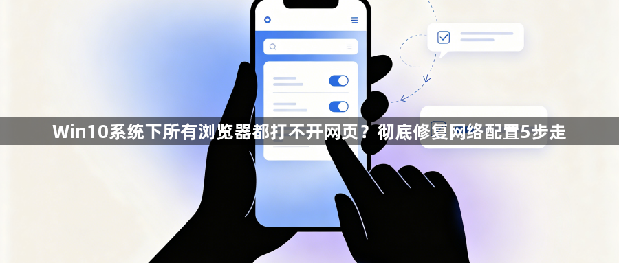 Win10系统下所有浏览器都打不开网页？彻底修复网络配置5步走1