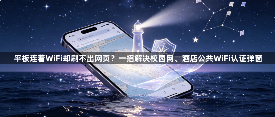 平板连着WiFi却刷不出网页？一招解决校园网、酒店公共WiFi认证弹窗1